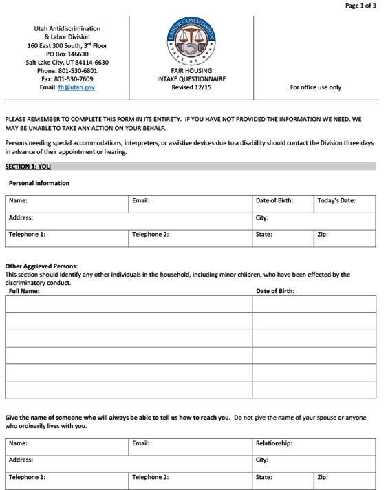 Fair Housing Questionnaire