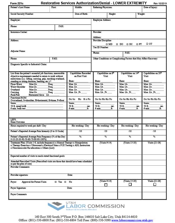 Form 221c - Lower Extremity Restorative Services Authorization/Denial