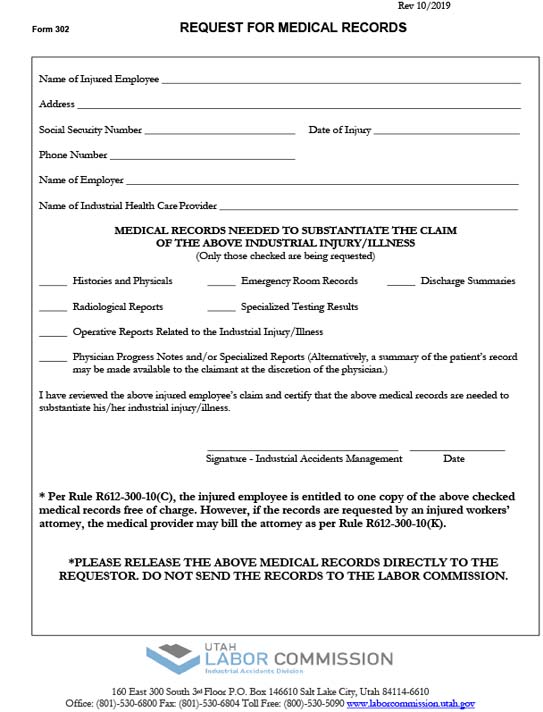 Form 302 - Medical Records - Copies